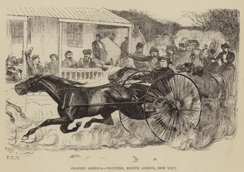 Grafisches Amerika, Trabrennen, Eighth Avenue, New York