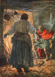 Alfred wird gescholten, weil er die Kuchen verbrannt hat