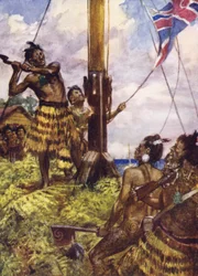 Heke fällt den Fahnenmast in Kororareka