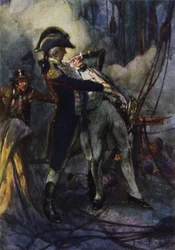 Nelson schwer verwundet am Nil, Kapitän Berry fing ihn auf, als er fiel