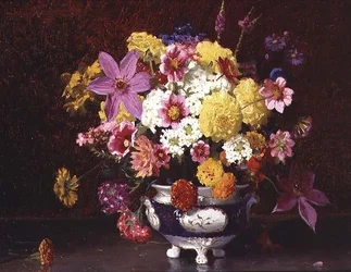 Stillleben mit Flieder und Chrysanthemen