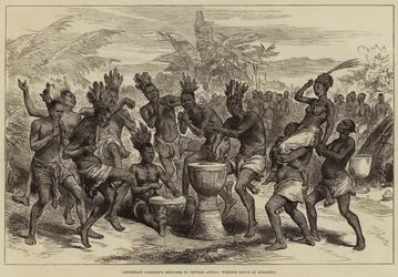 Skizzen von Leutnant Cameron in Zentralafrika, Hochzeitsfeier in Kibaiyeli