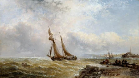 Küstenfahrer verlässt den Hafen, raues Wetter
