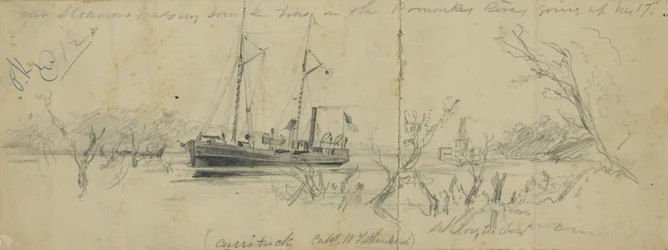USS Currituck und der Schlepper Seth Low auf dem Pamunkey River, 1862