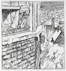 Ein Mann schaut aus einem Fenster