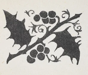 Schwarz-Weiß-Druck von Stechpalmenblättern und Beeren