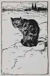 Illustration einer Katze aus Die Bremer Stadtmusikanten