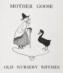 Mutter Gans. Alte Dame mit Gans