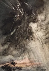 Rasend reitet Wotan zum Felsen! Wie ein Sturmwind kommt er!, Frontispiz zu 