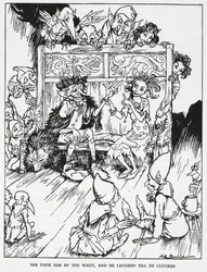 Sie nahm ihn am Handgelenk, und er lachte, bis er gluckste. Elfenmädchen und Kobolde. Illustration für 