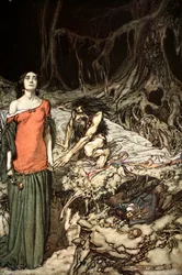 Das Werben um Grimhilde, die Mutter von Hagen
