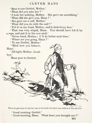 Als er nach Hause kam, hatte er das Seil in der Hand, aber es war nichts daran, aus Die Märchen der Brüder Grimm, veröffentlicht 1909