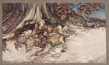 Wenn sie denken, dass man nicht hinschaut, hüpfen sie ziemlich lebhaft umher, aus Peter Pan in Kensington Gardens von J M Barrie, veröffentlicht 1906