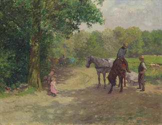 Landschaft mit Pferd und Wagen