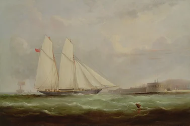 Schoner-Yacht Esmeralda nähert sich Cherbourg, 1861