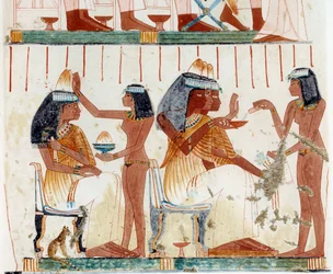 Ein Empfang. Faksimile nach dem Grab zweier Bildhauer in Theben, Zeit von Amenophis II, ca. 1450-1425 v. Chr.