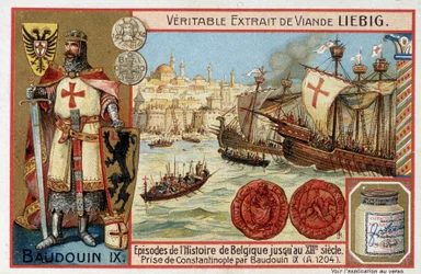 Eroberung von Konstantinopel durch Baudouin IX und Porträt von Baudouin IX von Flandern