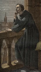 Englischer Philosoph Roger Bacon in Oxford - Roger Bacon in Oxford - Franziskanermönch, Theologe, Philosoph und englischer Gelehrter (Ilchester, Somerset, um 1214 in Oxford)