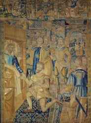 König Heinrich III. (1551-1589) auf seinem Sterbebett, ermordet von dem Mönch Jacques Clément am 1/08/1589
