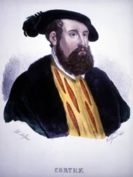 Porträt von Hernan (oder Hernando) Cortes oder Fernand Cortez (1485-1547)