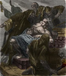 Urbain Grandier auf dem Scheiterhaufen nach den Ereignissen der Besessenheit von Loudun