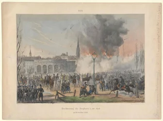 Bombardierung des Wiener Burgtors und der Stadt am 31. Oktober 1848