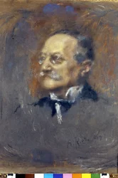 Porträt von Arrigo (oder Enrico) Boito (1842-1918), italienischer Komponist und Schriftsteller. (Pastell von Rietti).