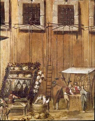 Platz des Gerichts der Vicaria in Neapel zur Zeit der Revolution von Masaniello (Detail)