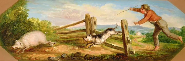 Junge jagt ein Schwein, 1836