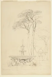 Ansicht des Hippocampus-Brunnens -Fontana de