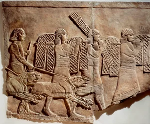 Szene einer Jagd Assurbanipals, aus den Königspalästen von Ninive, um 645 v. Chr.