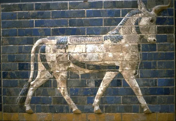 Das Ischtar-Tor, Babylon. Relief eines Stiers