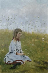 Mädchen auf einer Blumenwiese, ca. 1885
