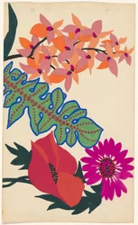 Entwurf für Stickerei von Blättern und Blumen