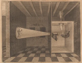 Laterna magica mit einer Darstellung des Todes aus Ars Magna Lucis, 1671