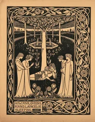 Wie vier Königinnen Lancelot schlafend fanden. Illustration zum Buch Le Morte d