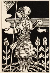 Ritter von Arthur, der sich auf den Kampf vorbereitet
