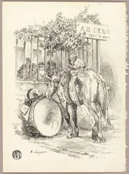 Pferd mit Affe auf dem Rücken