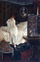 Die Ehebrecherin. Illustration von Auguste François Gorguet (1862 - 1927) für "Le Lys rouge" von Anatole France