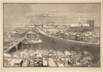 Paris unter Schnee, gesehen vom Gipfel von St. Gervais