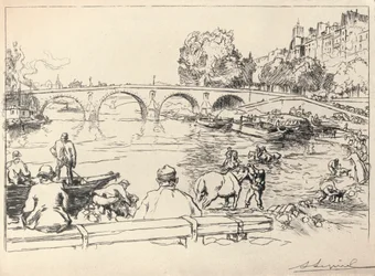 Der Wasserplatz am Pont Marie, 1915