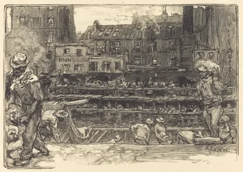 Entladen, Canal St. Martin Les dechargeurs de platre, Canal Saint-Martin, 1890