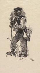 Wald von Fontainebleau: Schlangenjäger, La Forêt de Fontainebleau: Le chasseur de serpents, 1890