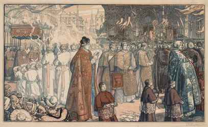 Die Prozession des Fronleichnamsfestes in Nantes, 1901