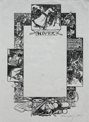 Pariser Almanach, 1897: Dekorativer Rand, Winter