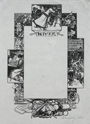 Pariser Almanach, 1897: Dekorativer Rand, Winter, 1897