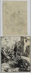 Drei sitzende Geiseln, 1914