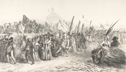 Die große Überprüfung des Juste-Milieu, die La Caricature passiert, 30. Oktober 1832