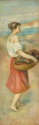 Mädchen mit einem Korb voller Fische