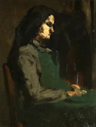 Frau mit grüner Schürze